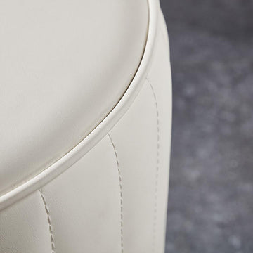 Modern White Round PU Leather Upholstered Backless Vanity Stool